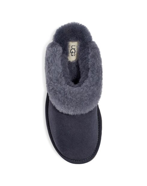 Chaussons fourrés en Velours de Cuir Classic Slipper II marine