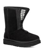 Boots fourrées en Velours de Cuir Classic Short Zipper noires