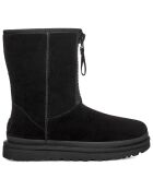 Boots fourrées en Velours de Cuir Classic Short Zipper noires