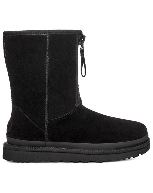 Boots fourrées en Velours de Cuir Classic Short Zipper noires