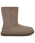 Boots fourrées en Velours de Cuir Classic Short Bailey taupe