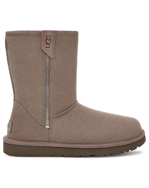 Boots fourrées en Velours de Cuir Classic Short Bailey taupe