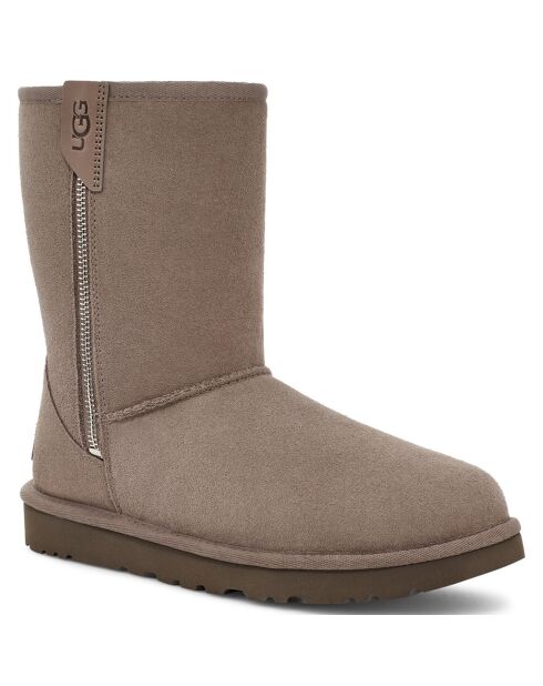 Boots fourrées en Velours de Cuir Classic Short Bailey taupe