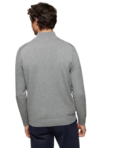 Pull zippé 100% Coton Mike gris