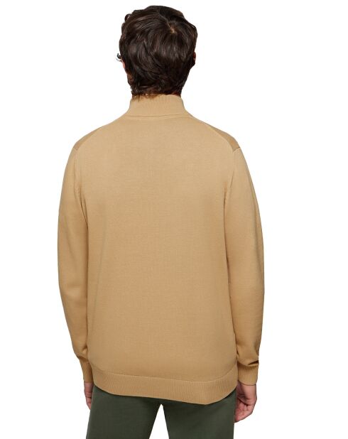 Pull zippé 100% Coton Mike camel
