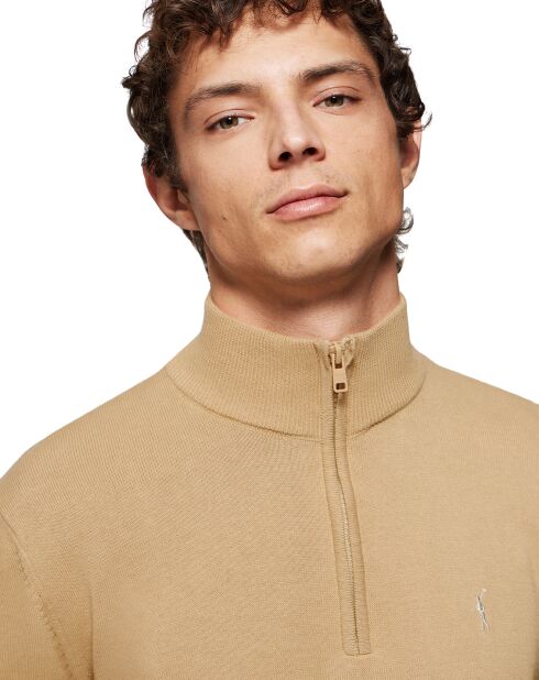 Pull zippé 100% Coton Mike camel
