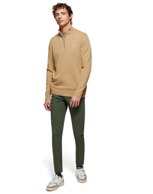 Pull zippé 100% Coton Mike camel