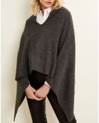 Pull Poncho 100% Cachemire 4 fils col V gris chiné foncé