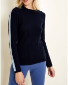 Pull 100% Cachemire col rond Taormina bleu marine/bleu