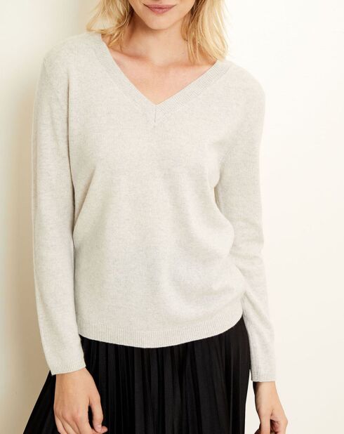 Pull 100% Cachemire col V gris