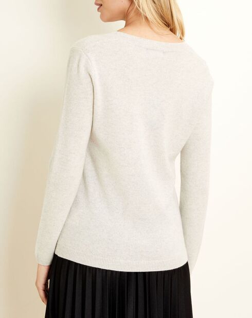 Pull 100% Cachemire col V gris