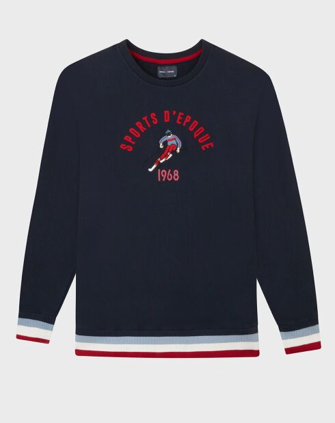 Donkerblauwe sweater met ronde hals Jean-Claude
