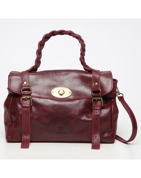 Sac à main en Cuir Elysa rouge bordeaux - 34.5x22x14 cm