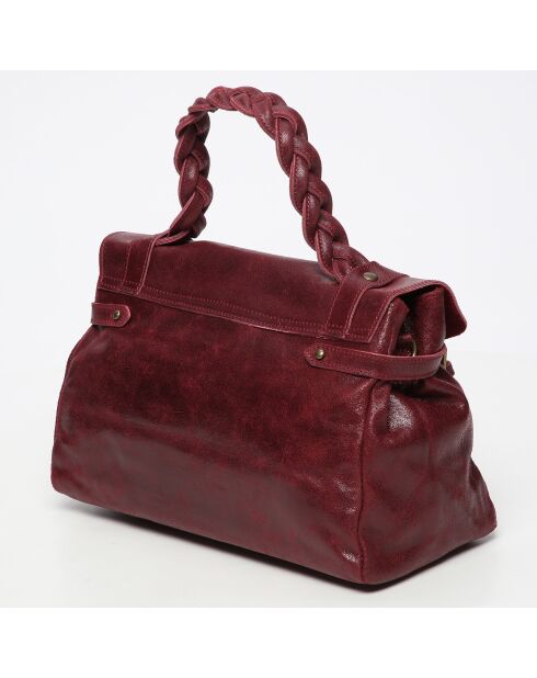 Sac à main en Cuir Elysa rouge bordeaux - 34.5x22x14 cm