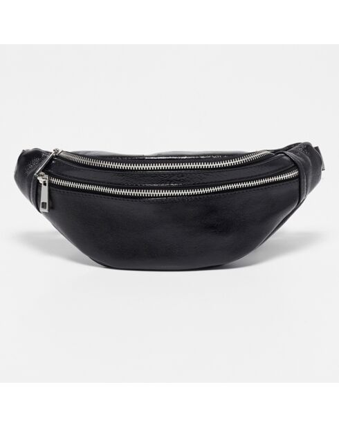 Marsupio in pelle Lyat nero metallizzato - 32,5 x13,5x7 cm