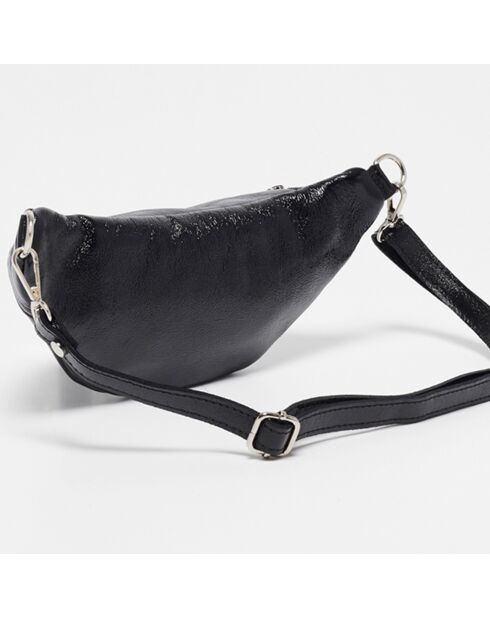 Marsupio in pelle Lyat nero metallizzato - 32,5 x13,5x7 cm