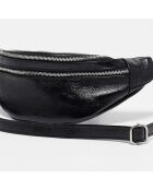 Metalen zwarte leren heuptasje van Lyat - 32,5 x 13,5x7 cm