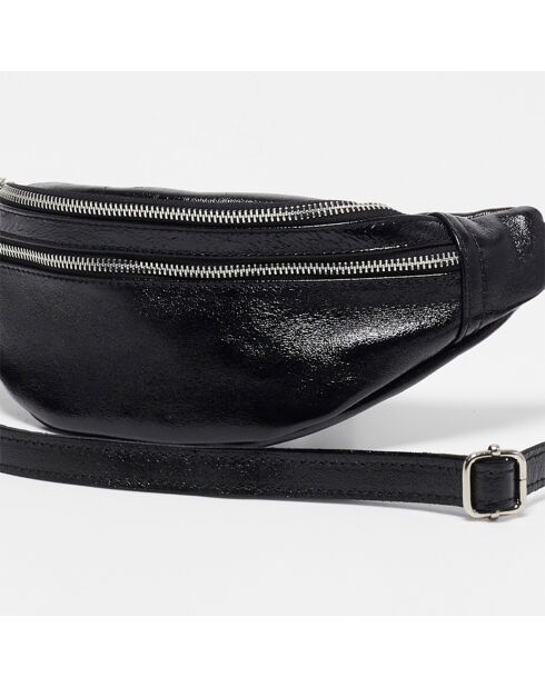 Marsupio in pelle Lyat nero metallizzato - 32,5 x13,5x7 cm