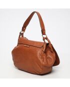 Bolso de hombro Jamily de piel de cordero camel - 36x28x9 cm