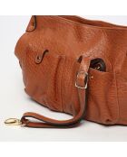 Bolso de hombro Jamily de piel de cordero camel - 36x28x9 cm