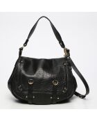 Bolso de hombro Jamily de piel de cordero negro - 36x28x9 cm