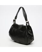 Bolso de hombro Jamily de piel de cordero negro - 36x28x9 cm