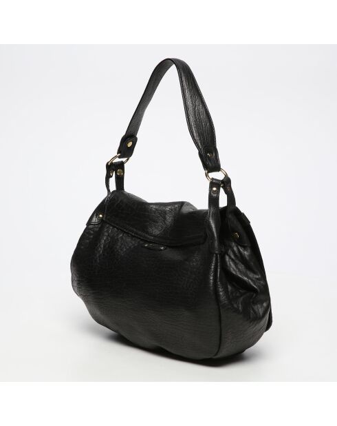 Bolso de hombro Jamily de piel de cordero negro - 36x28x9 cm