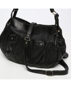 Bolso de hombro Jamily de piel de cordero negro - 36x28x9 cm