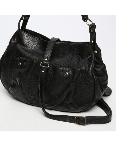 Bolso de hombro Jamily de piel de cordero negro - 36x28x9 cm