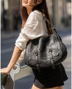 Bolso de hombro Jamily de piel de cordero negro - 36x28x9 cm