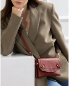 Pochette en Cuir de Vachette Joe bordeaux - 20x12.5x3 cm