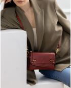 Pochette en Cuir de Vachette Joe bordeaux - 20x12.5x3 cm