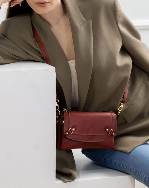Pochette en Cuir de Vachette Joe bordeaux - 20x12.5x3 cm