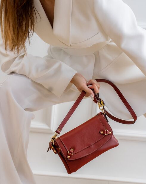 Pochette en Cuir de Vachette Joe bordeaux - 20x12.5x3 cm