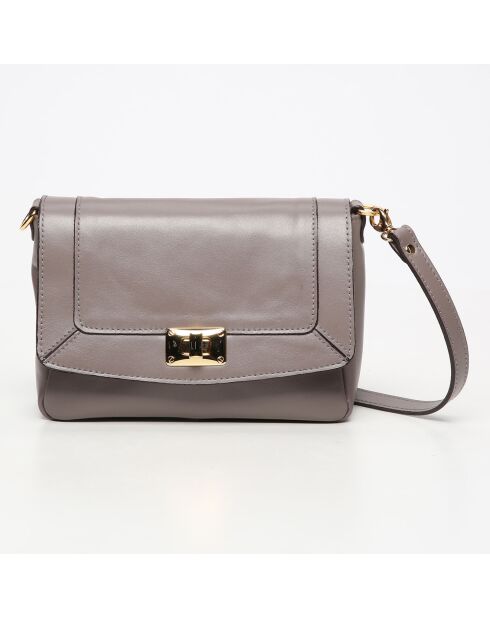 Sac bandoulière en Cuir de Vachette Gaby taupe - 21x15x7 cm