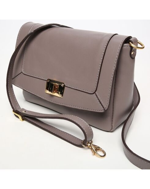 Sac bandoulière en Cuir de Vachette Gaby taupe - 21x15x7 cm