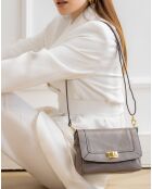 Sac bandoulière en Cuir de Vachette Gaby taupe - 21x15x7 cm