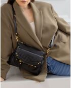 Sac bandoulière en Cuir de Vachette Giulia noir - 23.5x19.5x3 cm