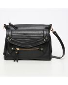 Sac bandoulière en Cuir de Vachette Giulia noir - 23.5x19.5x3 cm