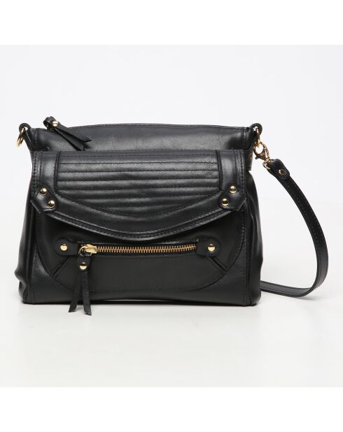 Sac bandoulière en Cuir de Vachette Giulia noir - 23.5x19.5x3 cm