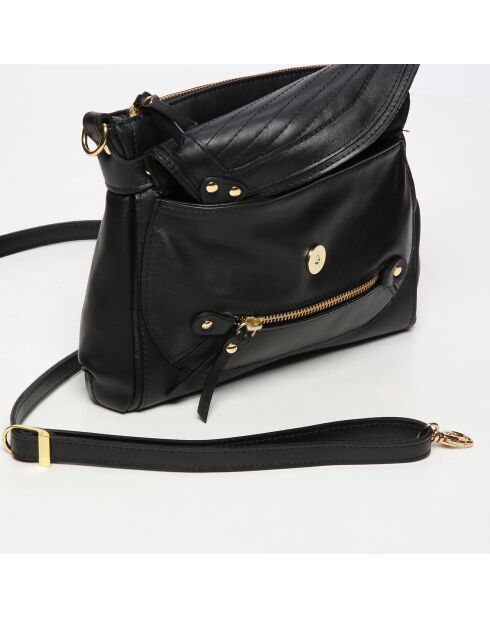 Sac bandoulière en Cuir de Vachette Giulia noir - 23.5x19.5x3 cm