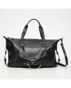 Odelia zwarte rundleren handtas - 40x27x12 cm