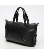 Odelia zwarte rundleren handtas - 40x27x12 cm