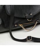 Odelia zwarte rundleren handtas - 40x27x12 cm