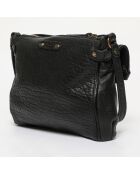 Sac bandoulière en Cuir d'Agneau Giulia noir/imprimé python gris - 23.5x19.5x3 cm
