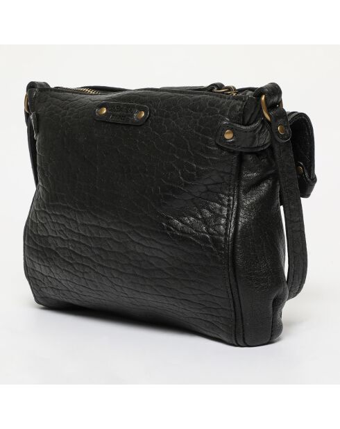 Sac bandoulière en Cuir d'Agneau Giulia noir/imprimé python gris - 23.5x19.5x3 cm