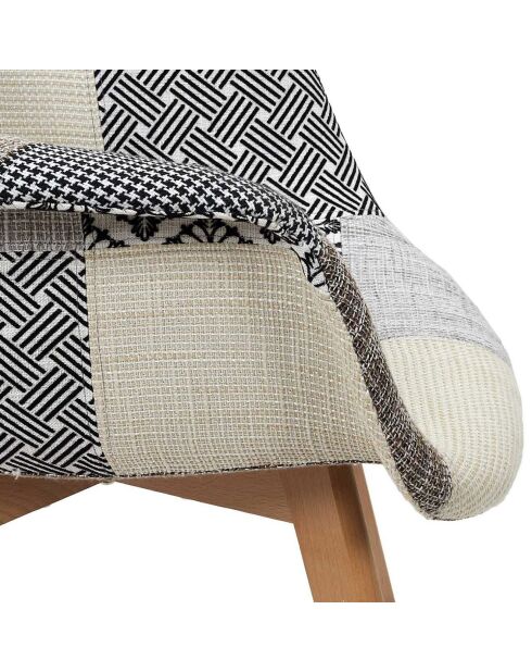 2 Fauteuils Patchwork blanc/gris/marron - 59x85x63.8 cm