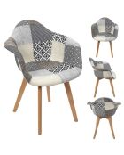 2 Fauteuils Patchwork blanc/gris/marron - 59x85x63.8 cm