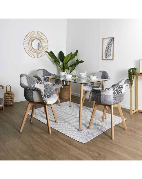 2 Fauteuils Patchwork blanc/gris/marron - 59x85x63.8 cm