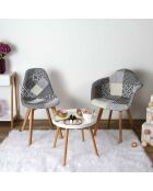 2 Fauteuils Patchwork blanc/gris/marron - 59x85x63.8 cm